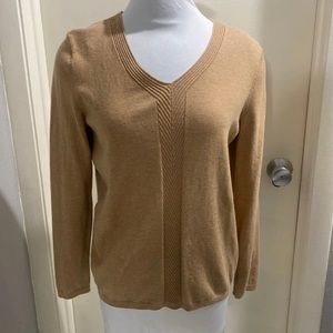 womans tan/ camel v neck sweater